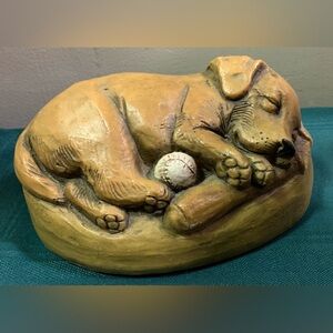 Stone Bunny Sleeping Labrador Retriever Baseball Sculpture Telle M. Stein 8.5"